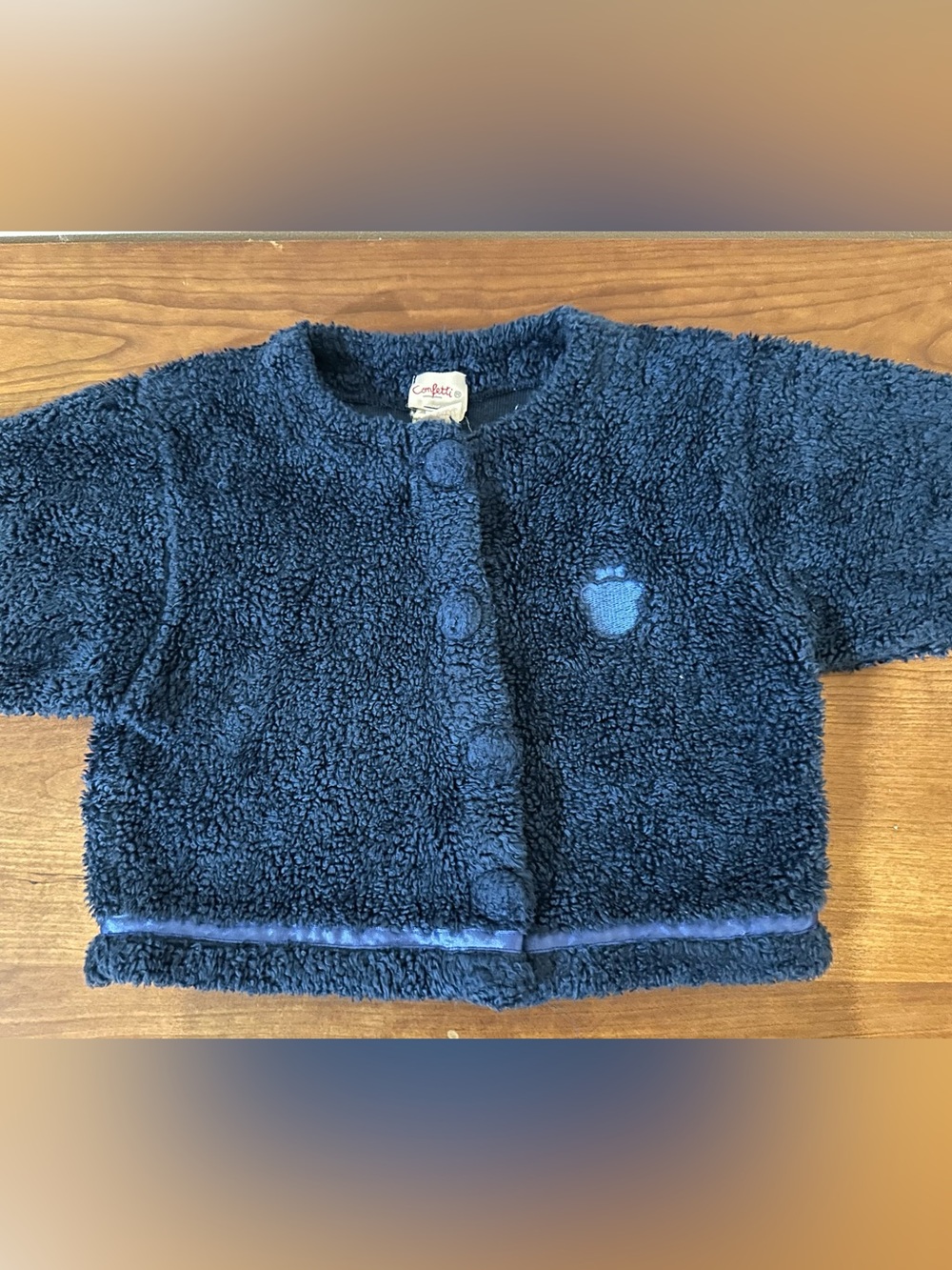 Vintage Confetti Girls Teddy Bear Cardigan/Jacket. Size 4. Made in France